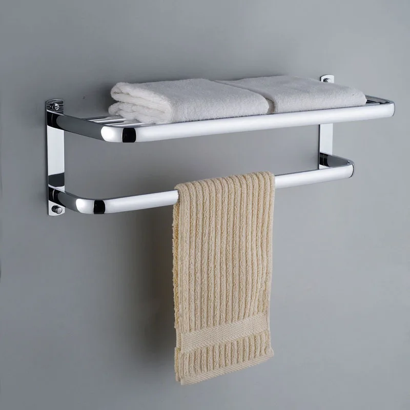 

61cm 304 Stainless Steel Stylish Bathroom Wall Mounted Towel Rail Holder Shelf Storage Rack Double Towel Rails