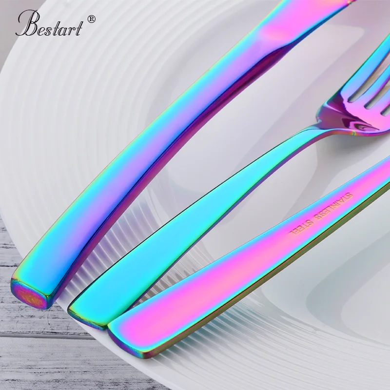 Rainbow Wedding Travel Cutlery Stainless-Steel Dinner Fork Scoop M5D8 