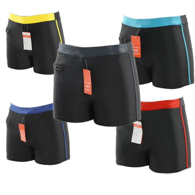 Sale Quick Drying Zipper Men Swimming Swimwear Shorts Briefs Trunks
