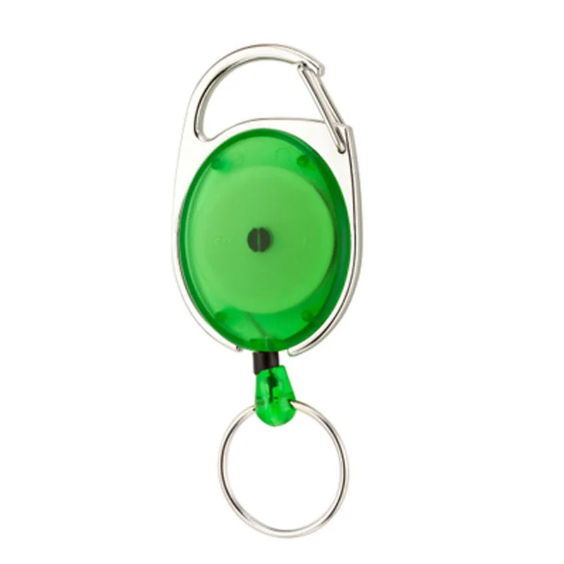 Нержавеющая сталь цинковый сплав ABS пластик выдвижной тяга Брелок ID карты ремешок Имя тег значок держатель катушки откатные зажимы для ремня - Цвет: Transparent Green