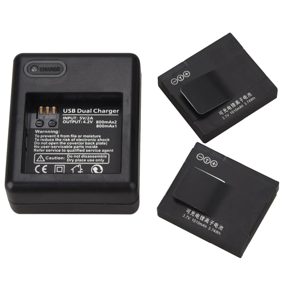 1010mAh AZ13-1 Battery For Xiaomi Yi Action Camera Replacement Battery Rechargeable Backup Bateria with USB Battery Charger
