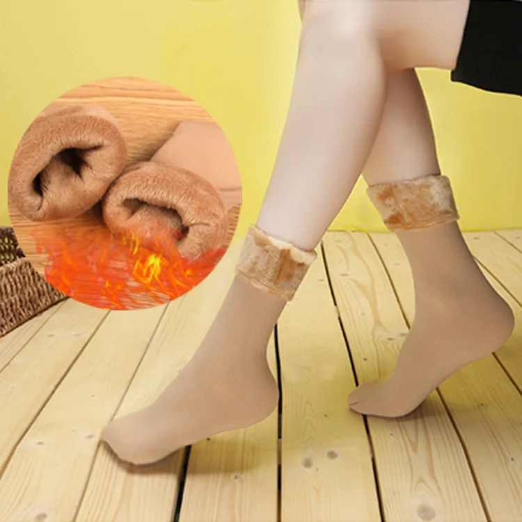

2019 Women Winter Velvet Warm Tube Snow Boots Socks Product Sexy Fashion Nylon Floor Socks Thickening wholesale