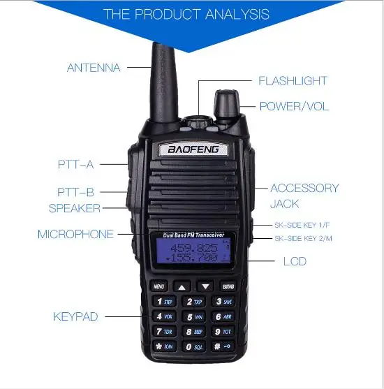 1Sets UV82 handheld fm transceiver VHF UHF two way Radio cb radio station Walkie Talkie Baofeng UV82