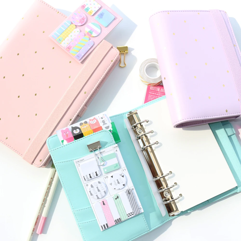 Creative dots bandage leather spiral notebooks,cute binder daily weekly