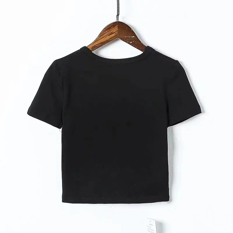 shirt T Manches O D'été Top Crop Femme T cou Imprimé Chemise Mode Femelle shirt 2019 De Tee Courtes RqxwdZv