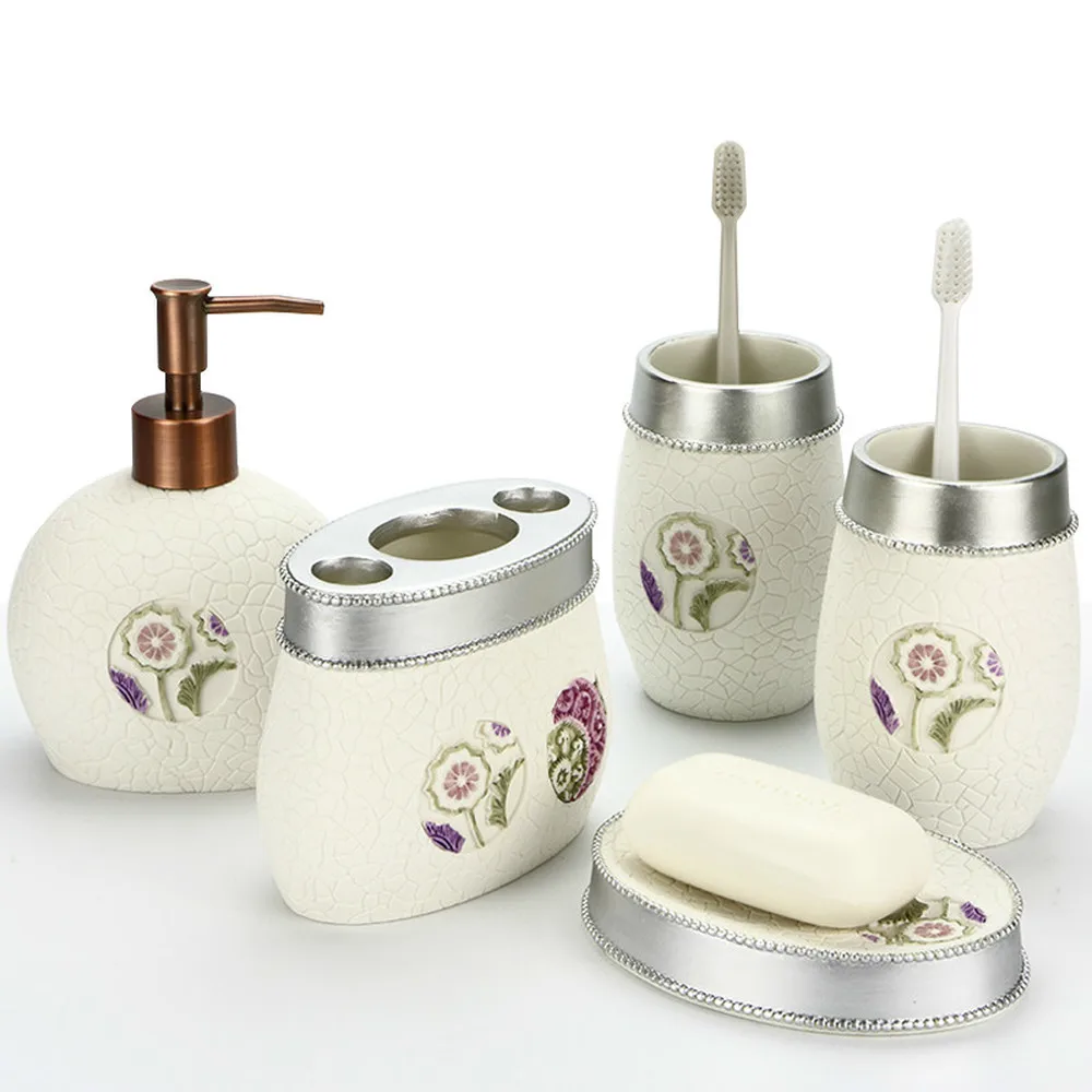 

European Resin Bathroom 5 Piece Set Bathroom Cup Set Wedding Wash Set lo83147