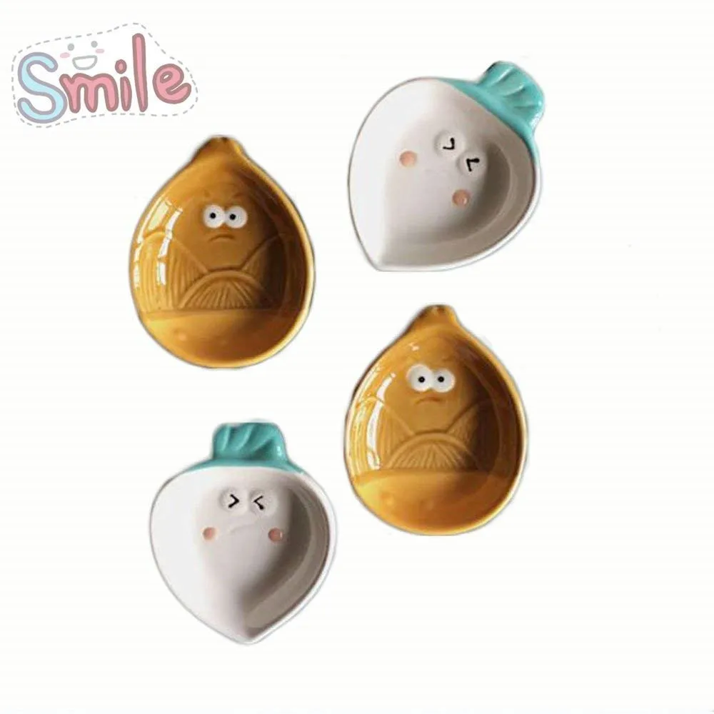 Ceramic Carrot Chestnut Shape Sushi Dipping Bowls Appetizer Plates Porcelain Saucers Bowl Sauce Dishes Dinnerware Porcelain Small Saucer Set(Set of 4)0