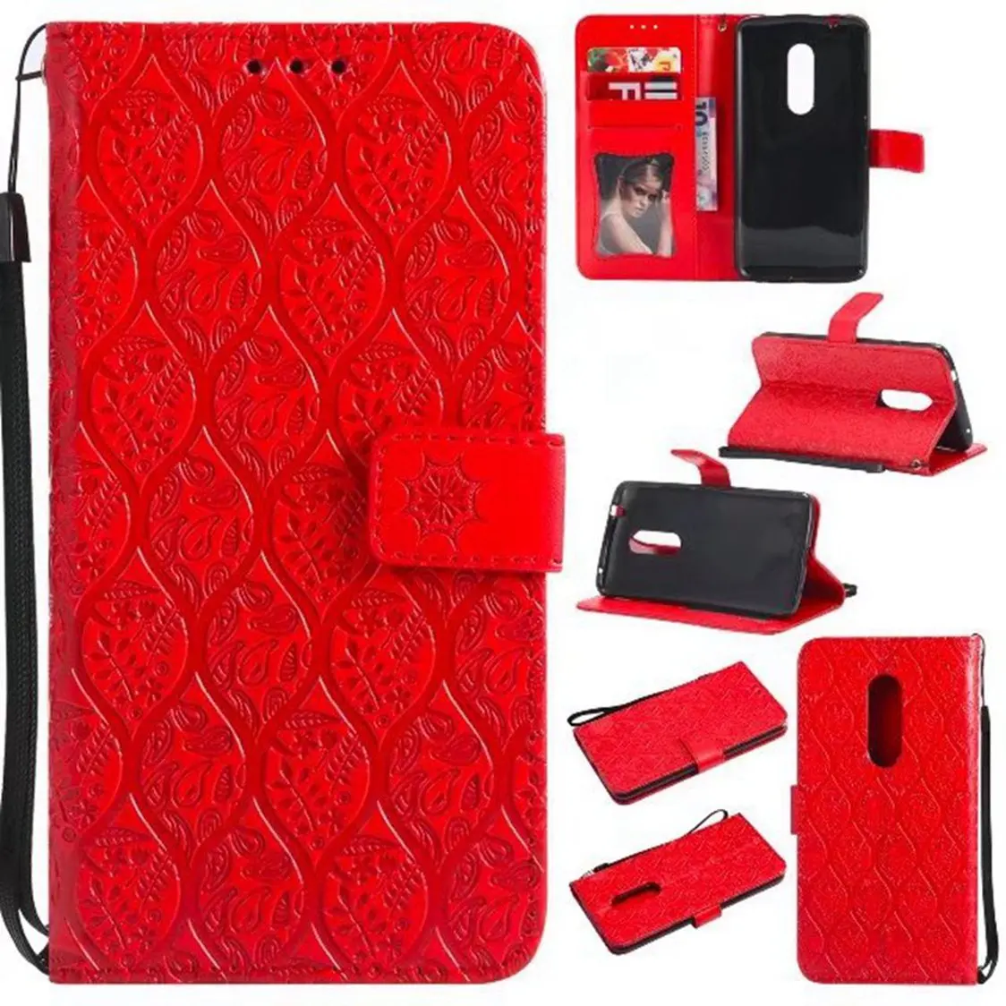 

MuTouNiao Red Rattan Leather Flip Case Cover For Sony Xperia X XA XA1 XA2 XZ XZ1 XZ2 Compact Performance Ultra Plus