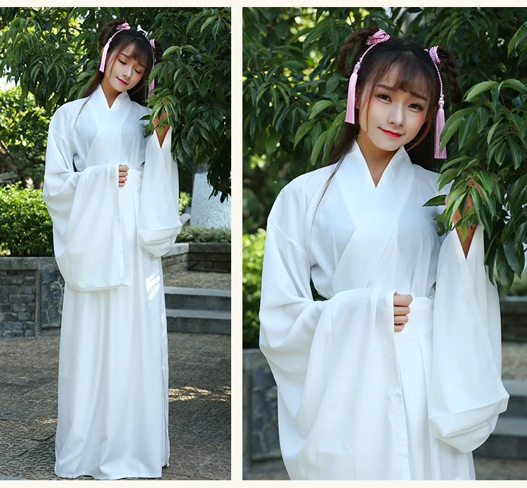 Для женщин kong fu косплей костюм феи Hanfu одежда китайское традиционное древнее платье танец сцена Ткань Классический белый костюм