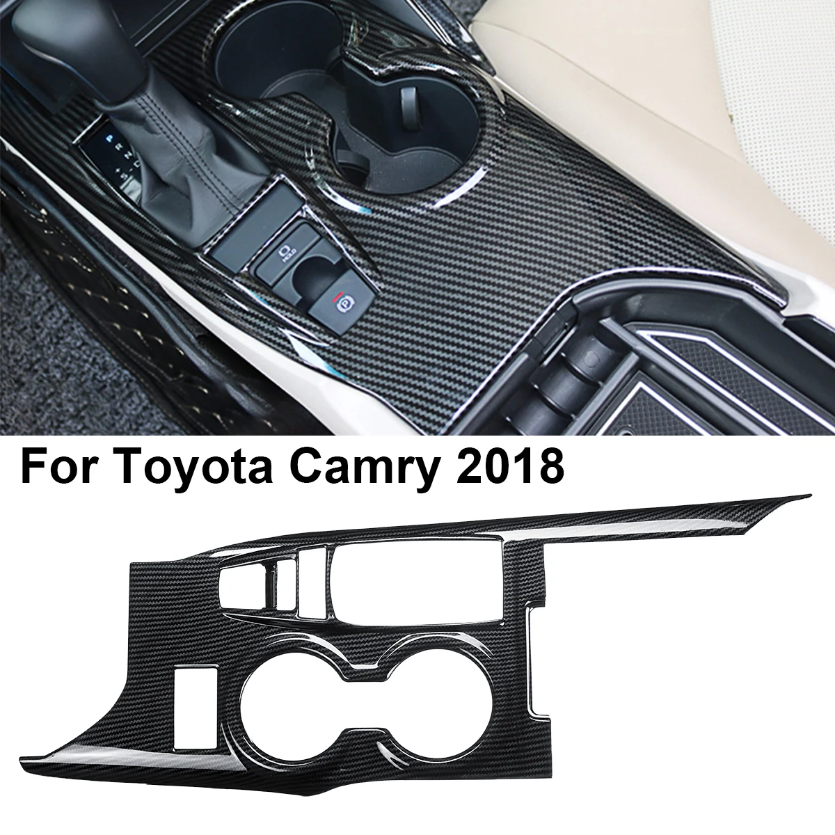 Audew de fibra de carbono del Interior del coche de caja de cambio Panel recorte cubierta para Toyota Camry 2018 Auto Interior molduras accesorios de partes de Audew de fibra de carbono del Interior del coche de caja de cambio Panel recorte cubierta para Toyota Camry 2018 Auto Interior molduras accesorios de partes de