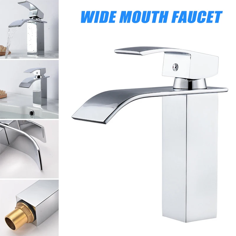 

Square Wide Mouth Faucet Copper Alloy Faucet for Bathroom Basin LB88
