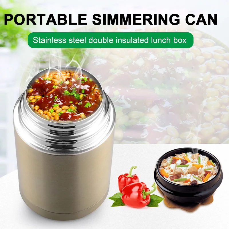 

2019 Drop Shpping Double-Deck Thermos Bottle Vacuum Cup Portable Creative Heat Preservation Thermal Lunch Box
