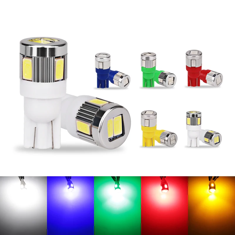 10 шт. T10 W5W 194 501 5630 SMD 6 светодиодный 12 в автомобильный габаритный светильник