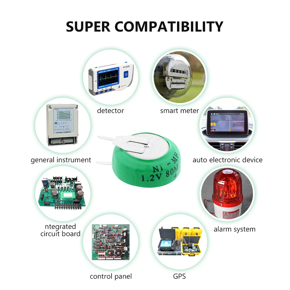 1,2 Вольт 80 мАч Ni-MH Li-Po литий-полимерная аккумуляторная батарея с кнопкой для монет с припоями