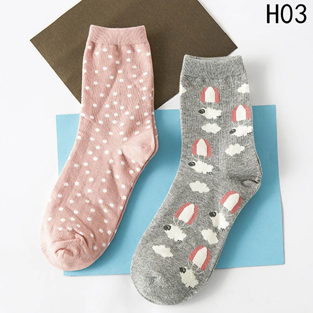 2 пар/компл. осень-зима новые милые животные женские носки абстракция креативные носки с узором фрукты женские хлопковые носки