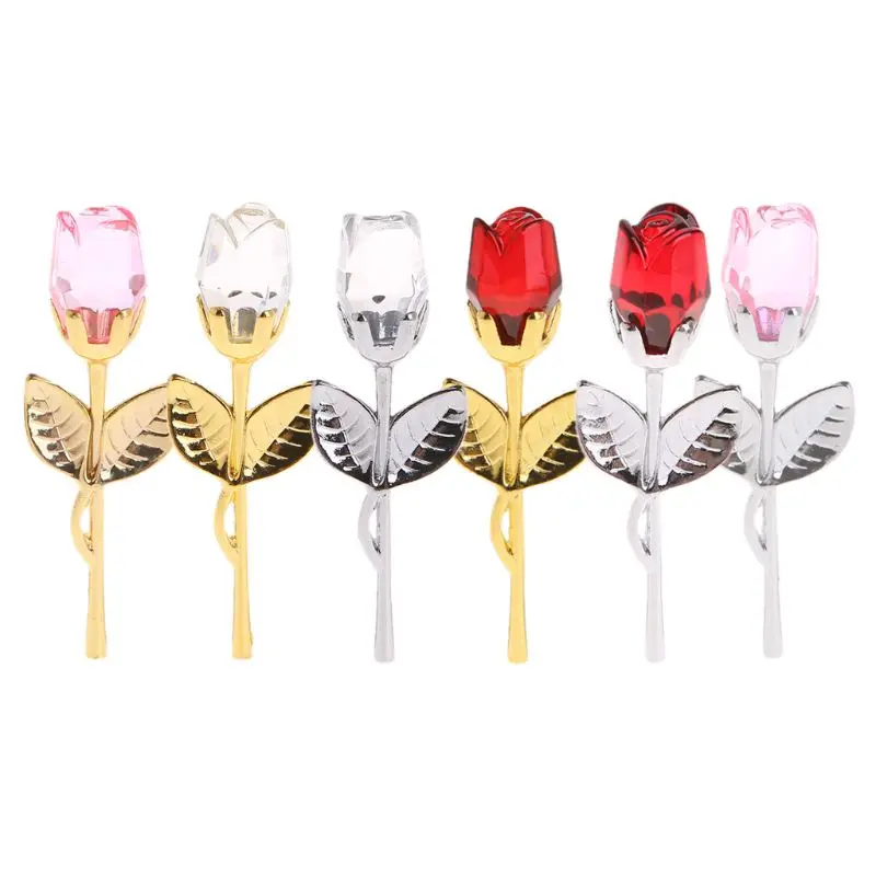 

Mini Crystal Rose Flowers Home Decor Birthday Wedding Craft Valentine's Day Gift
