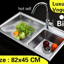 Квартира мыть овощи большой объем кухня двойной паз раковина 304 нержавеющая сталь Лидер продаж 820x450 мм