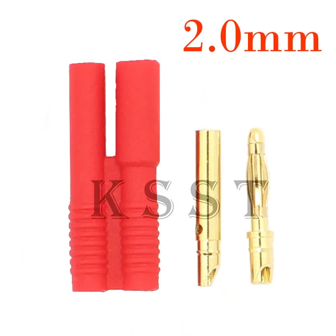 

5 Sets 2mm Bullet Banana Plugs with Red Housing for RC Connector Socket Gold Plated Banana Plug