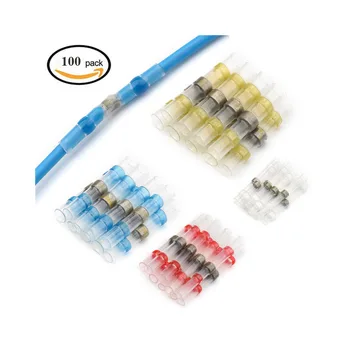 

100PCS Solder Seal Wire Connectors Heat Shrink Butt Connectors Electrical Wire Terminals Marine Insulated Butt Splices