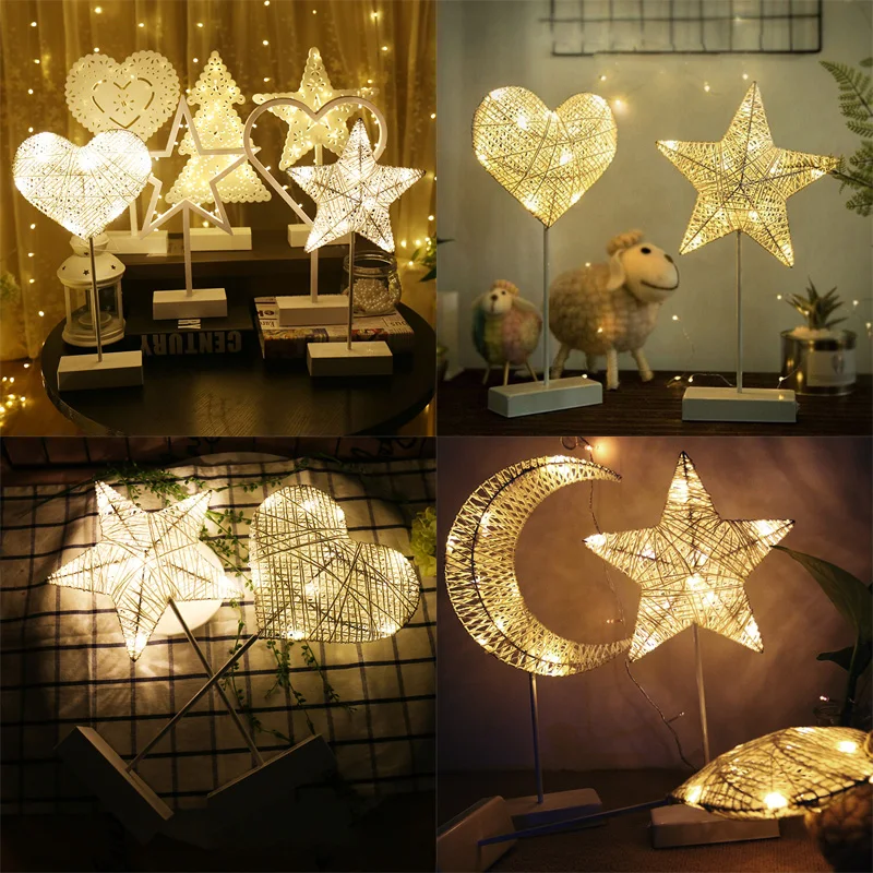 

For Dark Children Bedroom Bedside Lamp Light Sensor Control Mini Star LED Night Plug Baby Sleeping Girl's Style Five Pointed