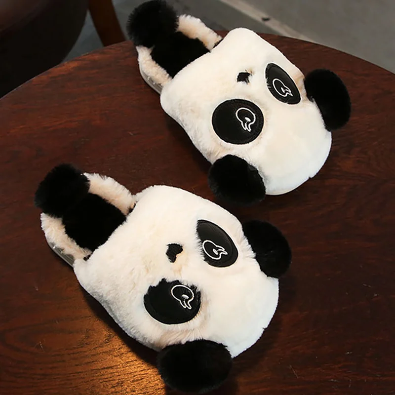 

2018 Women slippers corduroy panda designer cheaper plush home shoes women comfortable warm non-slip winter woman slipper