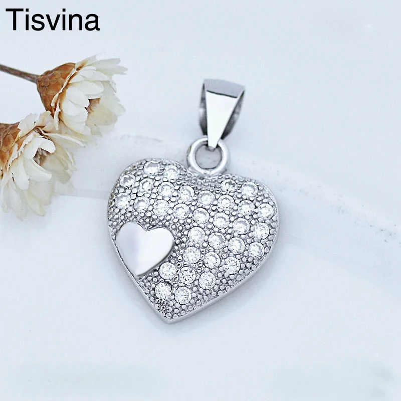 Tisvina 25 новые стили ожерелье с сердечками подвески для женщин Настоящее серебро 925