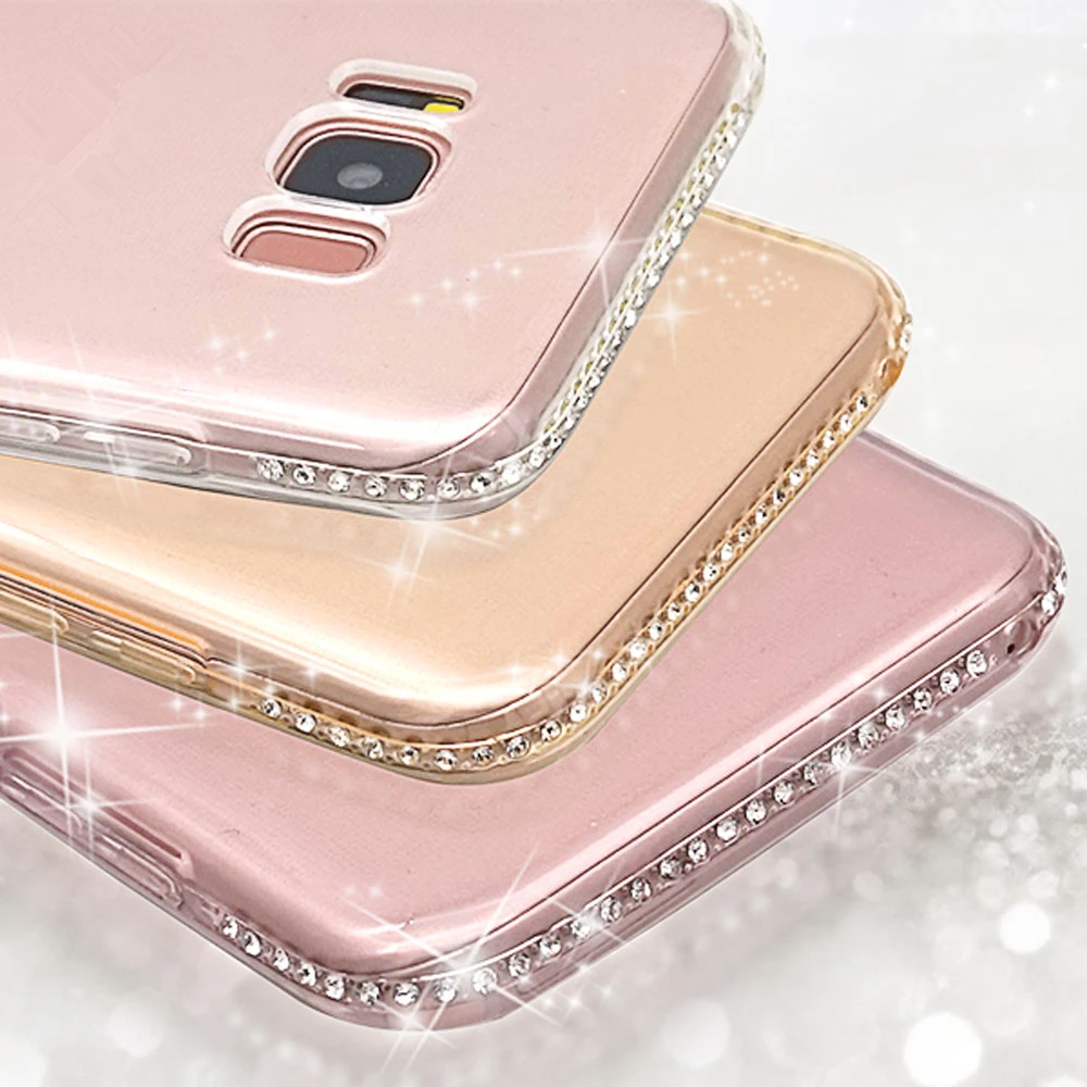 Модный силиконовый чехол Portefeuille со стразами для samsung Galaxy S9plus Блестящий Мягкий ТПУ