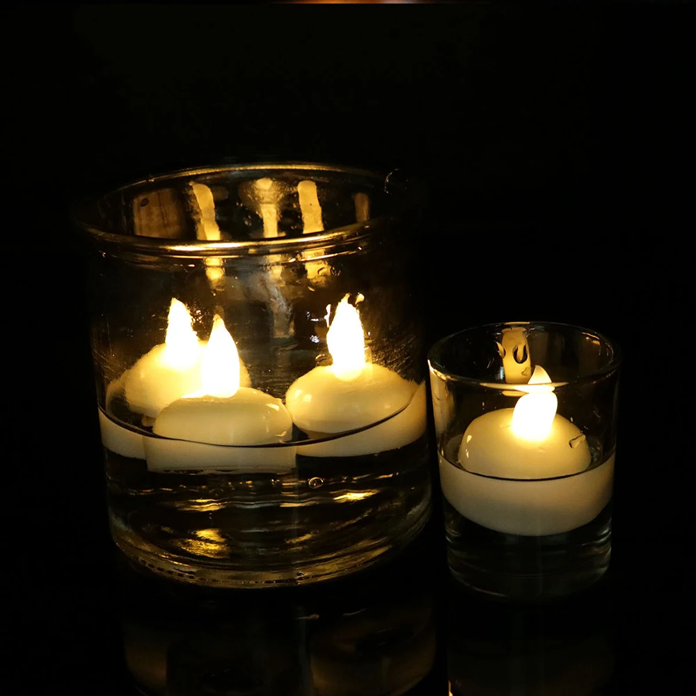 Плавающий беспламенный свеча светодиодный Tealights на батарейках активируемый в воде Свеча для свадьбы, дня рождения, рождественского декора