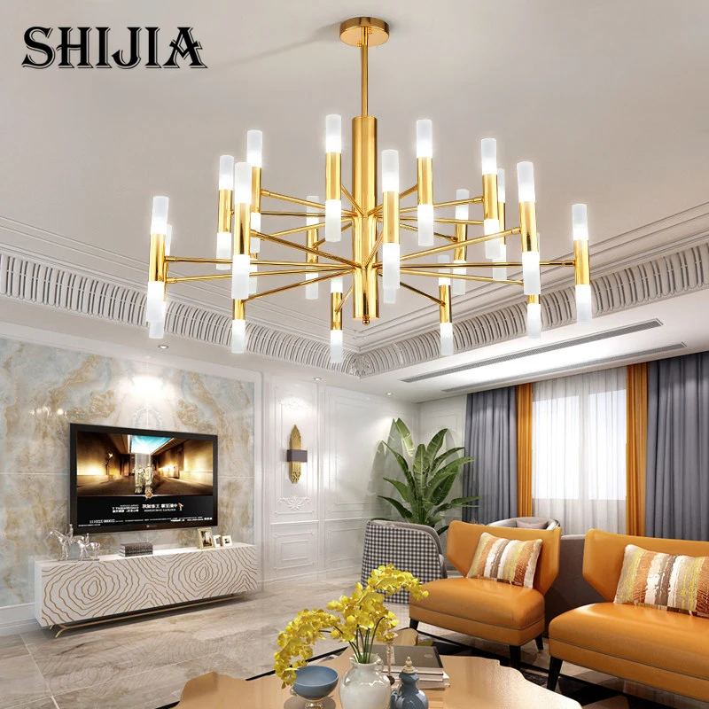 

Tube LED Chandelier In Gold/Black Color Is Suitable for Living/ Dining Room Place Decoration Lighting Lamps