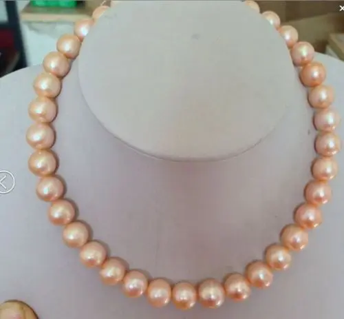 

Miss charm Jew.648 11-12MM NATURAL SOUTH SEA gold pink PEARL NECKLACE 18INCH