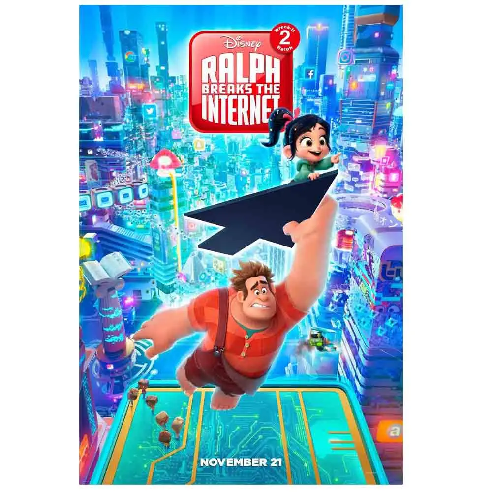 

Ralph Breaks the Internet Wreck-It Ralph 2 Movie 2018 Art Silk Fabric Poster Print 24x36 36*48 inch Big Size Wall Picture Decor