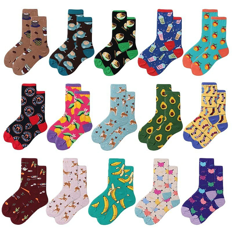 

Brand Korean Harajuku Novelty Women Socks Avocado Banana Fresh Fruit Printing Cotton Socks Funny Happy Socks Christmas Gift