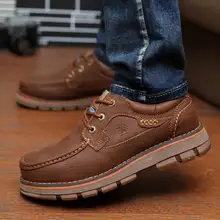 Super Warm Männer Winter Lederstiefel Männer Im Freien Wasserdichte Gummi Schnee Stiefel Freizeit Stiefeletten England Retro Schuhe Für Herren