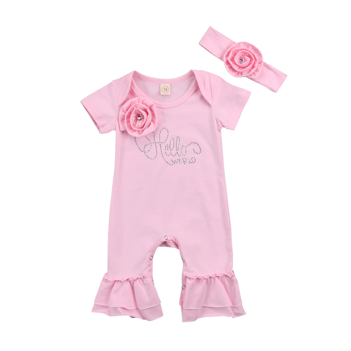 

Cute Newborn Baby Girls 3D Flower Short Sleeve Romper Jumpsuit Outfits Clothes Floral Romper 0-18 Months