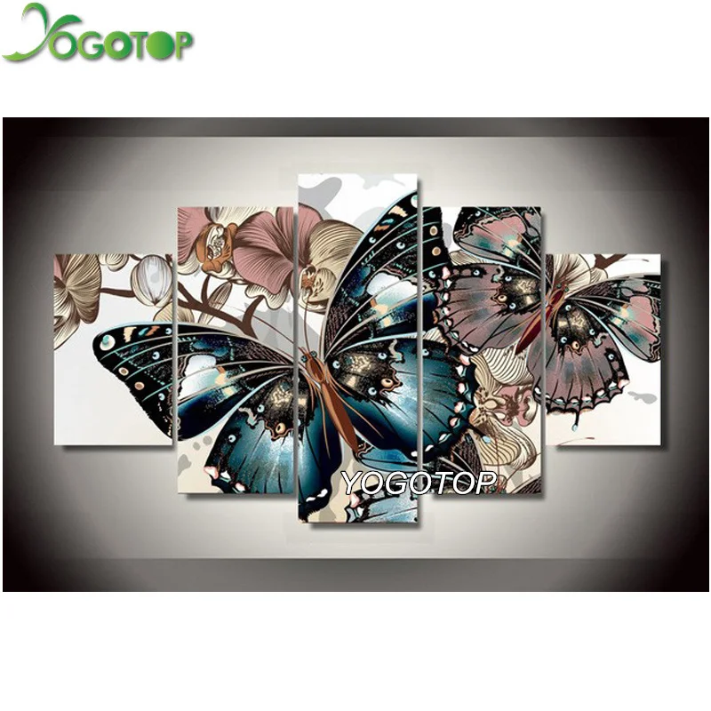 

YOGOTOP 5D Diamond Embroidery DIY Diamond Painting Cross Stitch Needlework Mosaic Full Rhinestone Decor butterfly 5pcs/set ML002