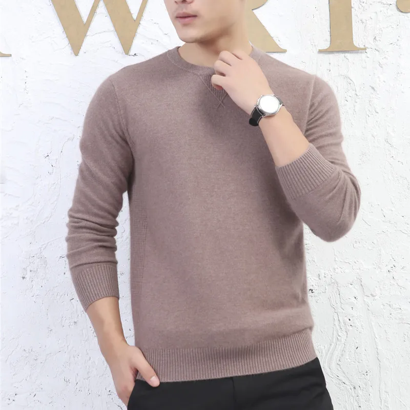 

LHZSYY Men's New 100% Pure Cashmere Sweater Fashion O Neck Knit High-end Pullover 2019Autumn Winter Wild Thicken Bottoming shirt