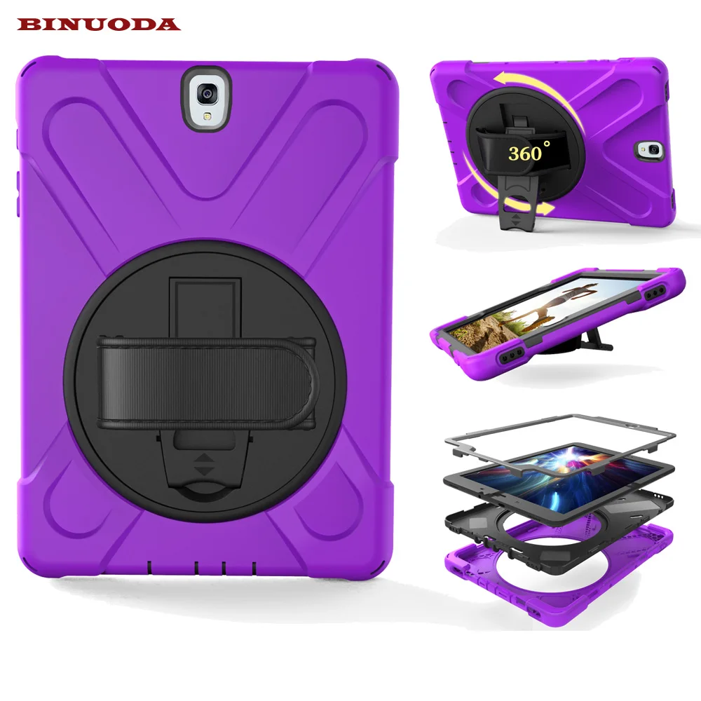 For Samsung Galaxy Tab S3 9.7 Case Rotate Heavy Duty Hybird PC Rubber Stand Cover Case for