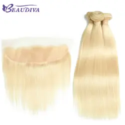 Beaudiva предварительно окрашенные волосы прямые 4 Связки с 13*4 синтетический Frontal шнурка волос синтетическое Закрытие 100% человеческие волосы