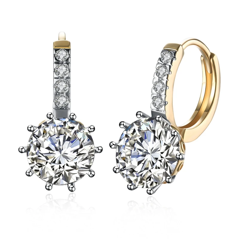 

2019 Fashion Jewelry Cubic Zircon Stud Earrings For Women Bohemian Ladies Gold Color Crystal Earrings Accessories High Quality