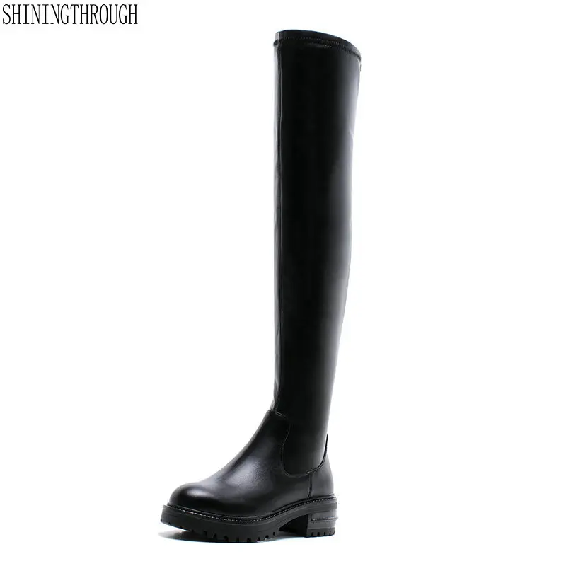 

New Arrival Women Over The Knee Boots Autumn Winter Warm High Heels Shoes Sexy Night Club Genuine Leather Shoes Woman