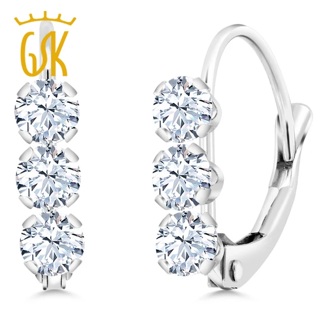 14k White Gold 0 78 Ct Hearts And Arrows Created Shire Leverback 14k White Gold 0 78 Ct Hearts And Arrows Created Shire Leverback Earrings