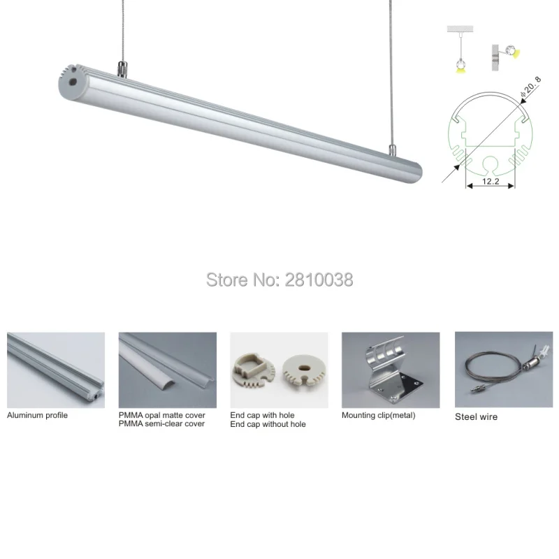 

100 X1M Sets/Lot round shape aluminum profile led and circle type led extrusion profile for pendant lights