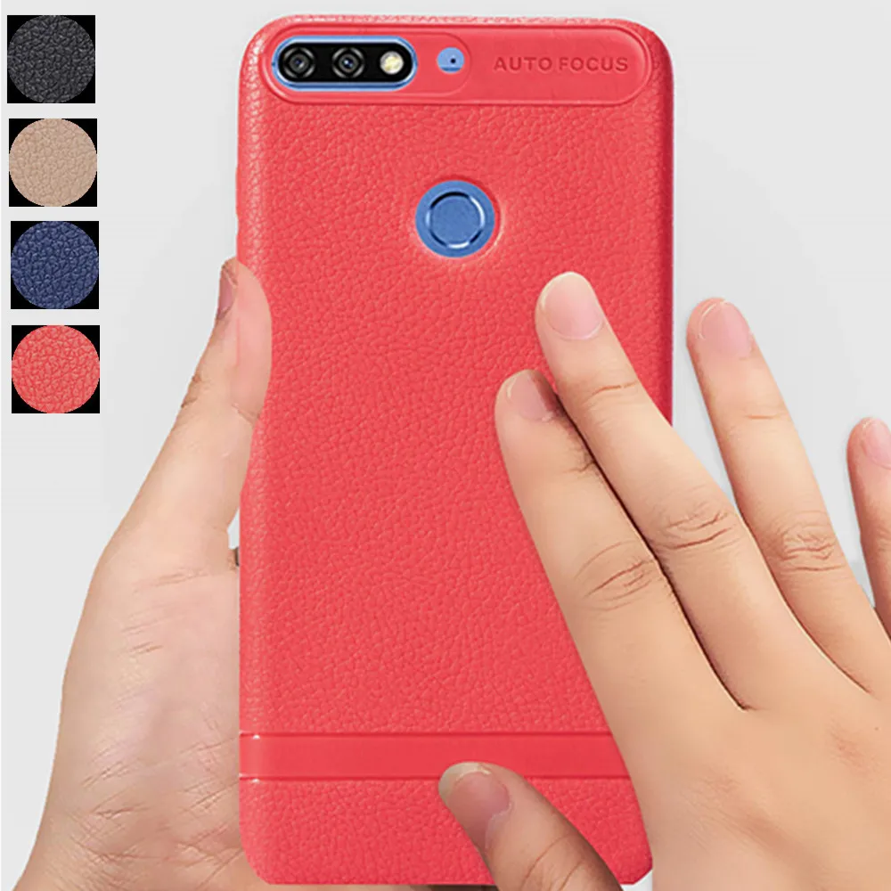 Для huawei honor 7c Y7 Y3 Y5 nova 2 lite Чехлы однотонные простые зернистая кожа ТПУ Мягкий Чехол