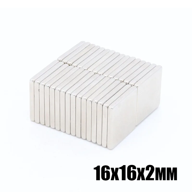 100pcs 16x16x2mm Strong Powerful Block Square Magnet Craft Model Rare Earth 16*16*2mm Neodymium Permanent 16x16x2 | Обустройство дома