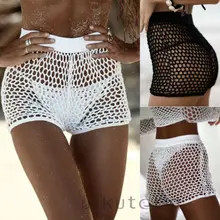 Женские шорты с вязаными вставками, бикини, шорты, пляжные шорты в сеточку, популярные штаны 6-12