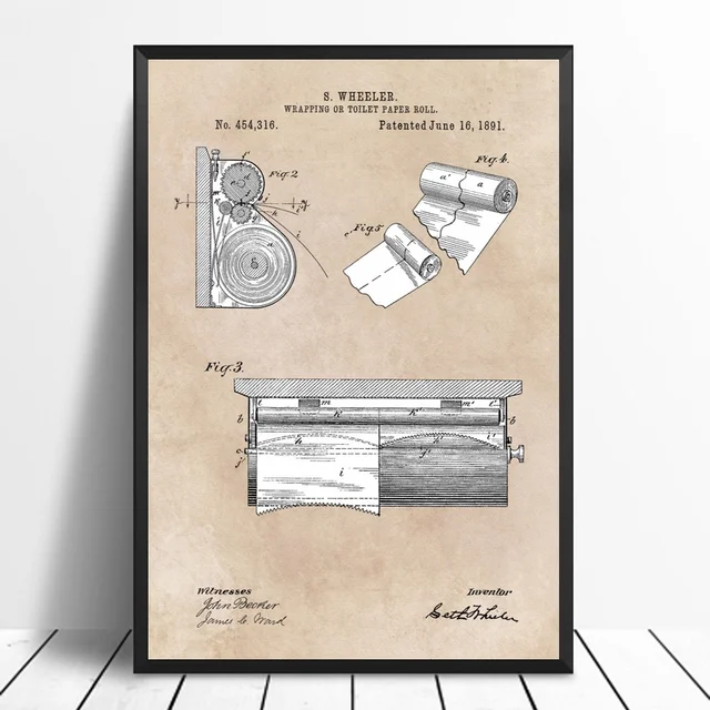 Toilet Paper Holder Toilet Paper Roll Patent Art Poster Canvas
