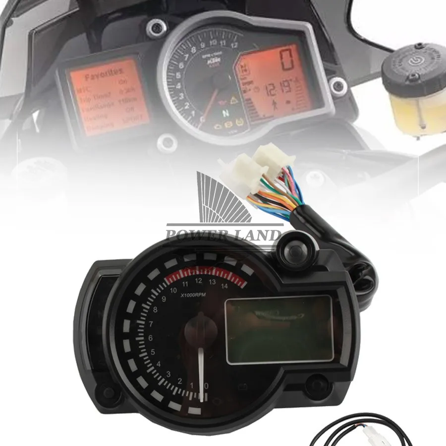Motorcycle 14000RMP LCD Digital Backlight Tachometer Tacho Control