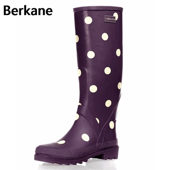 

Dot Print High Rain Boots Women Pvc Fashion 2019 Plush Fur Winter Rubber Non-slip Casual Rainboots Female Shoes Botas Mujer Hot