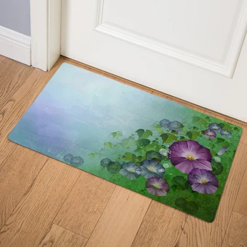 

Nordic style Colorful Lotus Floral Door Mat Decor Plant Flower 46*76cm Kitchen Waterproof Carpet Entrance PVC Leather Mats