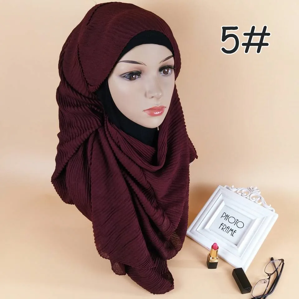180*70 см мягкие носки из тонкого хлопка Hijab шарф Мусульманский платок исламский аксессуары Платки femme - Цвет: 5
